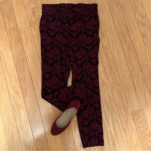 Jules & Leopold Burgundy and Black Floral Print Ankle Pants